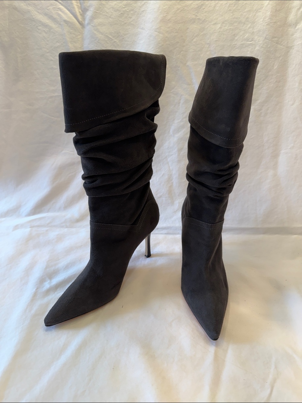 Manolo Blahnik Black Suede Slouch Stiletto Knee Boot LIKE NEW